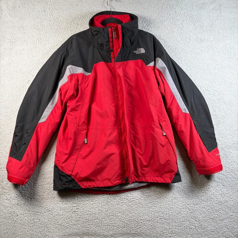 The North Face HyVent Mens Jacket Red Black Colorblock Ski Shell Large